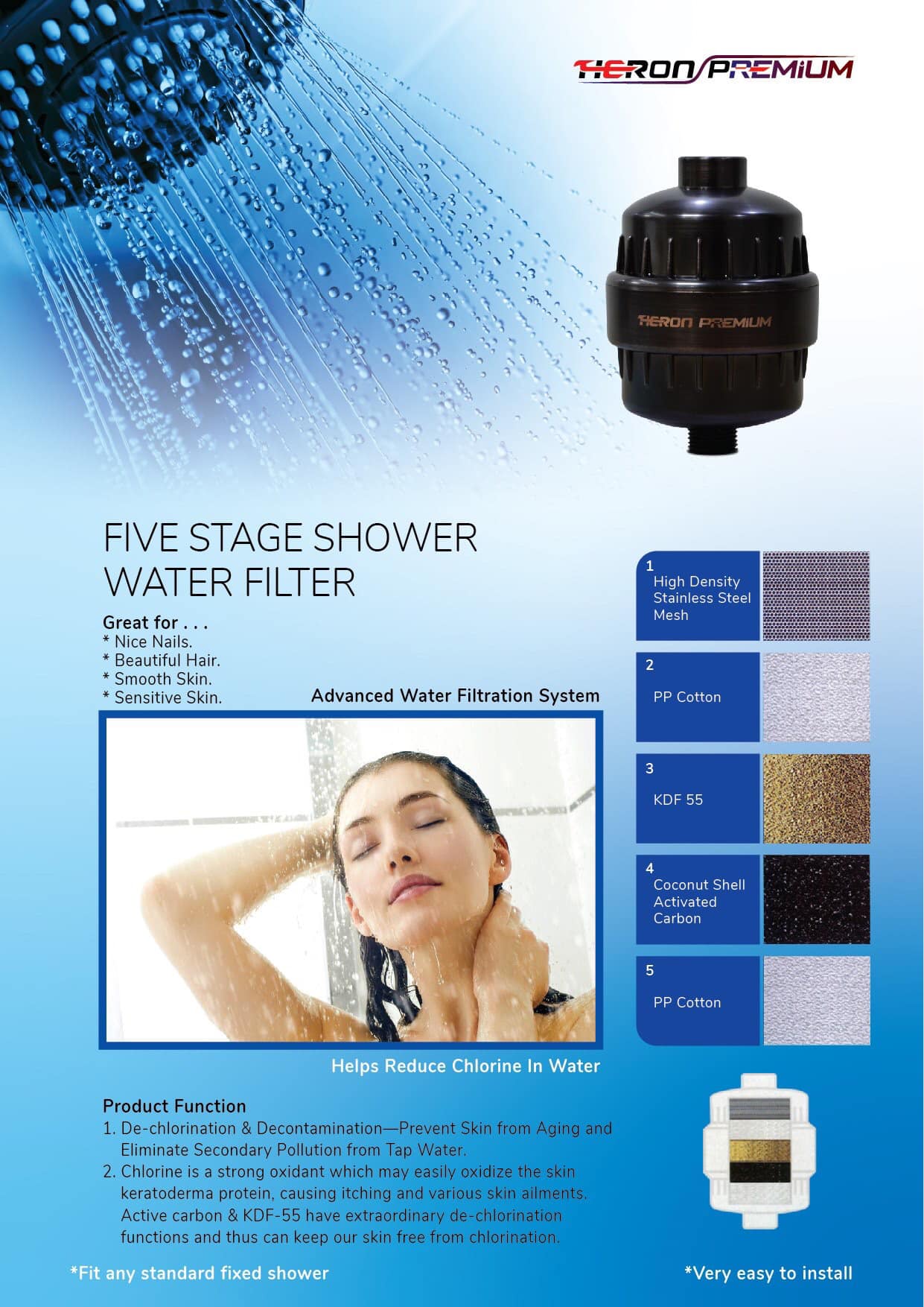 Heron Premium Shower Water Filter